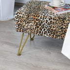 Leopard Print Rectangle Ottoman 46"x16"x17" Faux Fur Entryway Bench Footrest Stool Accent Seating Cheetah Furry Ottoman Bedroom Vanity End of Bed for Bathroom Living Room Decor