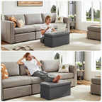 NEWBULIG Ottoman with Storage Bench-30 Inches Small Folding Foot Rest Stool with Thicker Foam Padded Seat, Storage Chest for Living Room, Entryway, End of Bed Bench, Holds Up to 660 lbs Grey