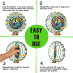 Peacock Wind Spinner, 3D Hanging Stainless Steel Garden Spinner, Wind Spinner Hanging for Outdoor & Indoor Décor, Unique Gifts for Yard Garden Decoration or Patio Décor (Peacock)
