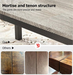 71" Large Industrial Dining Table, Rectangular Wooden Table with Sturdy Metal Legs & Rounded Edges, Kitchen, Living Room or Writing Desk,1.8m(Grey & Black Leg)