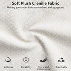 Merax King Chenille Platform Bed with 2 Removable Headboard Pillows, Beige