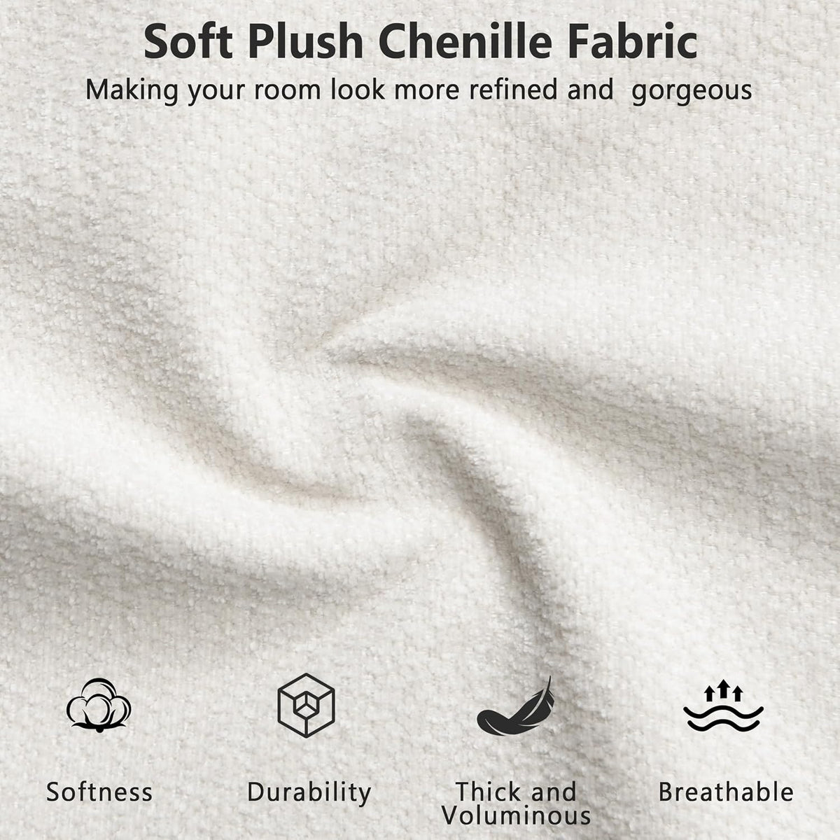Merax King Chenille Platform Bed with 2 Removable Headboard Pillows, Beige