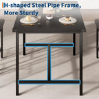 IDEALHOUSE Dining Table Set for 4 with Footrest & Corner Protector, Counter Height Table with 4 Upholstered Bar Stools, 5-Piece Kitchen Table Set, for Dining Room, Apartment, Pub, Rustic Black