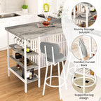 DKLGG 3 Piece Dining Table Set for 2,Kitchen Island with Seating & Storage,Industrial Bar Table and Chairs Set,Space-Saving Pub Table Set for Small Space (Grey)