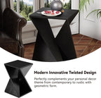COZAYH Farmhouse End Table Square Solid Wood Pedestal Side Table Rustic Plant Stand with Twisted Design for Living Room, Bedroom, Office, Black