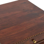 Creative Co-Op Maxwelton Solid Wood End Table with Drawer and Woven Cane Storage Shelf, Dark Chestnut and Natural