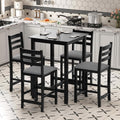27.5 inch Bar Table and Chairs Set, Solid Wood Bar Height Pub Table and Chairs Set of 4, Counter Height Table Set, Square High Top Table and Chairs Set for Dining Room