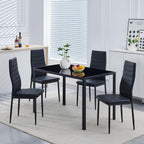 47.24" Glass Dining Table Modern Kitchen & Dining Room Table for 2-4 Rectangular Glass Dinner Table for Small Space (47.24" Black)