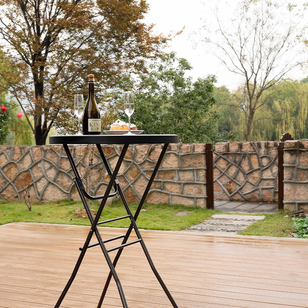 Byliable 28in Cocktail Folding Table, Round High Top Bar Height Black Table | Portable Foldable Design with Removable Legs, Two Folding Methods, HDPE Tabletop, Indoor Outdoor for Parties, Patio, Events