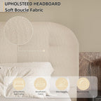 BarnFurin Full Bed Frame with Soft Curved Boucle Headboard, Cream