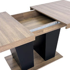 78.74" Extendable Dining Room Table for 4-10 People,Wooden Transformer Kitchen Dining Table with Black Double Sturdy Pedestal Base,Modern Expandable Large Table,Beige+Brown