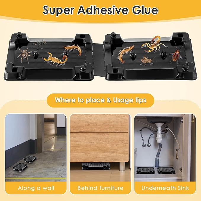 Qualirey 18 Pack Scorpion Glue Tray Traps, Adhesive Scorpion Killer Indoor, Pet and Children Safe, Repellent, Insect Traps Indoor, Sticky Bug Catcher for Basement, Bathrooms and Garage
