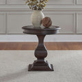 Liberty Furniture Provence Park Round End Table with Blue Stone Top for Living Room - Chateau Brown
