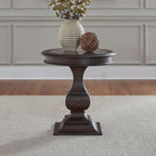 Liberty Furniture Provence Park Round End Table with Blue Stone Top for Living Room - Chateau Brown