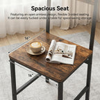 Industrial Dining Chairs Set of 4, Wooden Kitchen Chairs with Slanted Backrests & Metal Legs, 330lb Capacity, Easy to Assemble, Farmhouse Dinner Seats for Living Room, Restaurant , Rustic Brown