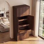 Tall Kitchen Pantry Cabinet 71 Inch, Freestanding Storage Cabinet with Doors and Adjustable Shelves, E1-Grade Wood, Walnut Finish for Kitchen Pantry Storage