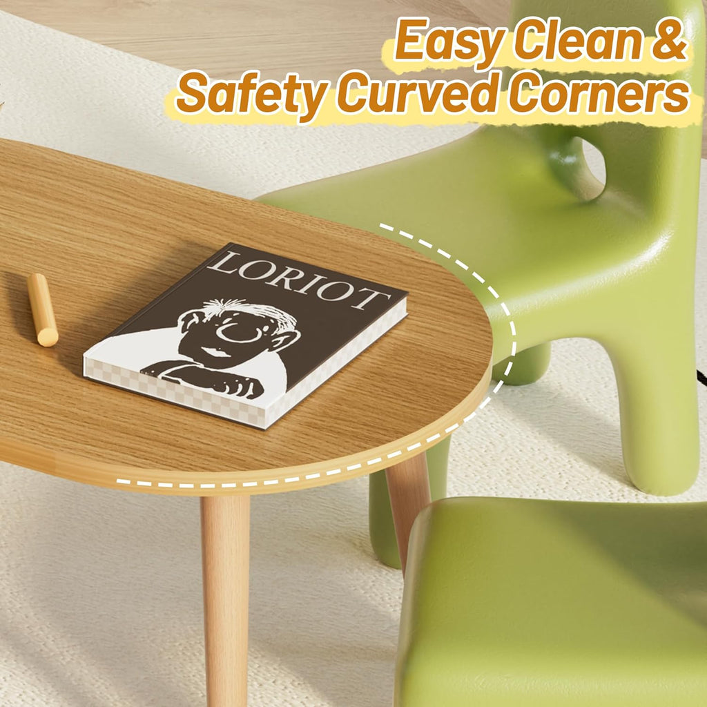 Small Coffee Table, Low Table with Solid Wood Legs, 23.6" Mini Oval Accent Table Side End Table, Floor Table Desk for Sitting on The Floor, Coffee Tea Table for Living Room, Dorm, Apartment, Natural