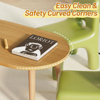 Small Coffee Table, Low Table with Solid Wood Legs, 23.6" Mini Oval Accent Table Side End Table, Floor Table Desk for Sitting on The Floor, Coffee Tea Table for Living Room, Dorm, Apartment, Natural