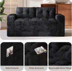 Gizoon Couch Bed Small Floor Couch 59" Convertible Sleeper Sofa | Folding Sofa Bed with 2 Pillows & Memory Foam, Corduroy Pull Out Couch for Small Spaces, Apartment, Living Room, Black