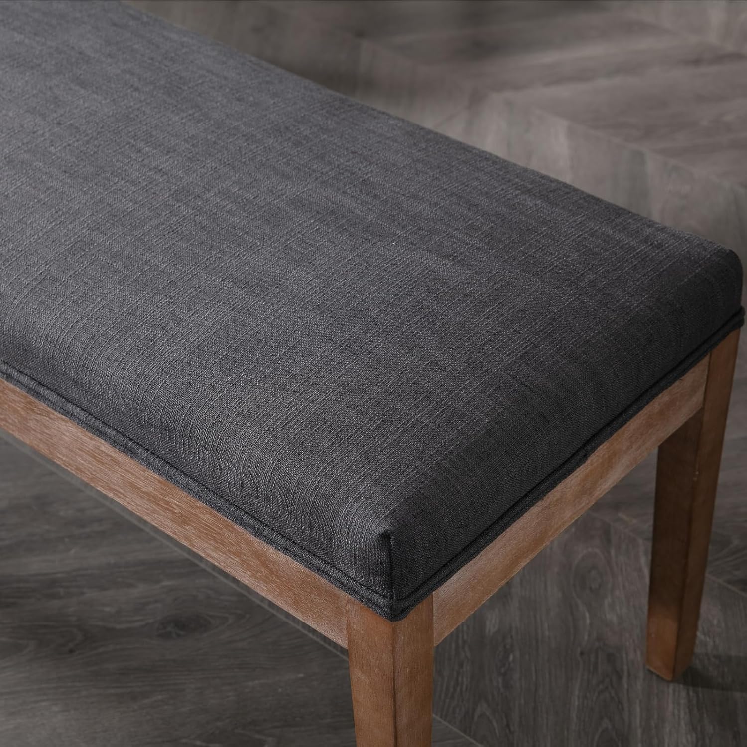 chairus Linen Upholstered Entryway Bench Dining Table Benches Farmhouse Shoe Bench Seat for Hallway Bedroom End of Bed Vintage 45.5" Wooden Leg Benches for Kitchen Restaurant Window, Charcoal