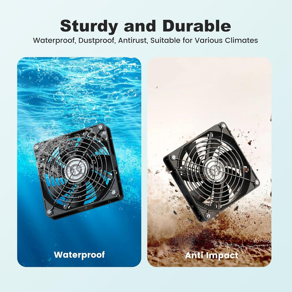 New 5.5" Solar Fan 3 Kit, 35W Solar Powered Exhaust and Intake Greenhouse Fan Outdoor Waterproof, 16.5ft Cord, Strong Airflow, for Chicken Coop Shed Pet House Air Circulation and Ventilation