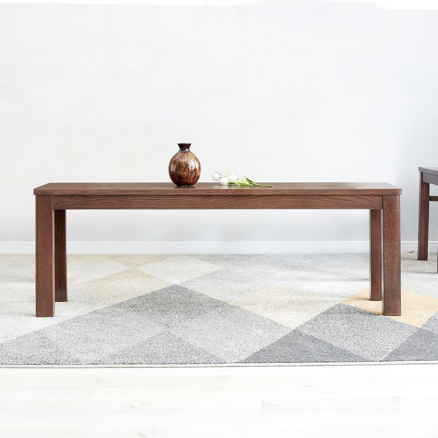KEIKI Dinning Bench, 47.2" L Wood Dining Bench Indoor, Farmhouse Kitchen Table Bench for Kitchen, Living Room, Entryway, Walnut