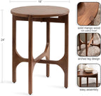 Kate and Laurel Kroscove Modern Geometric Mango Wood Round Side Table, 18 x 18 x 24, Walnut Brown, Transitional Wood End Table for Use as Bedroom Nightstand or Living Room Decor Piece
