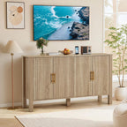 ECOTOUGE Natural 4-Door Fluted Buffet Cabinet with Storage