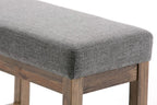 SIMPLIHOME Milltown 27" Wide Linen Look Rectangle Ottoman in Grey | Contemporary ottoman with a cushioned seat for extra seating in your bedroom or entryway; footstool, footrest or pouf.
