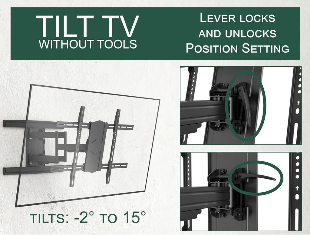 ynVISION.DESIGN Heavy Duty Full Motion TV Wall Mount for 65-100" TVs, XXL | Extends up to 31.5in, tilt swivel leveling, max VESA 800x600, fits flat, LED, LCD, OLED, 4K TVs, Max 154 LBS