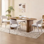 70.9" Large Dining Table for 4, [Rounded Edges] [Fully Assembled Table Base] Modern Wood Kitchen Dinner Table for Restaurant Apartment Meeting Study Room, Easy Setup, Brown