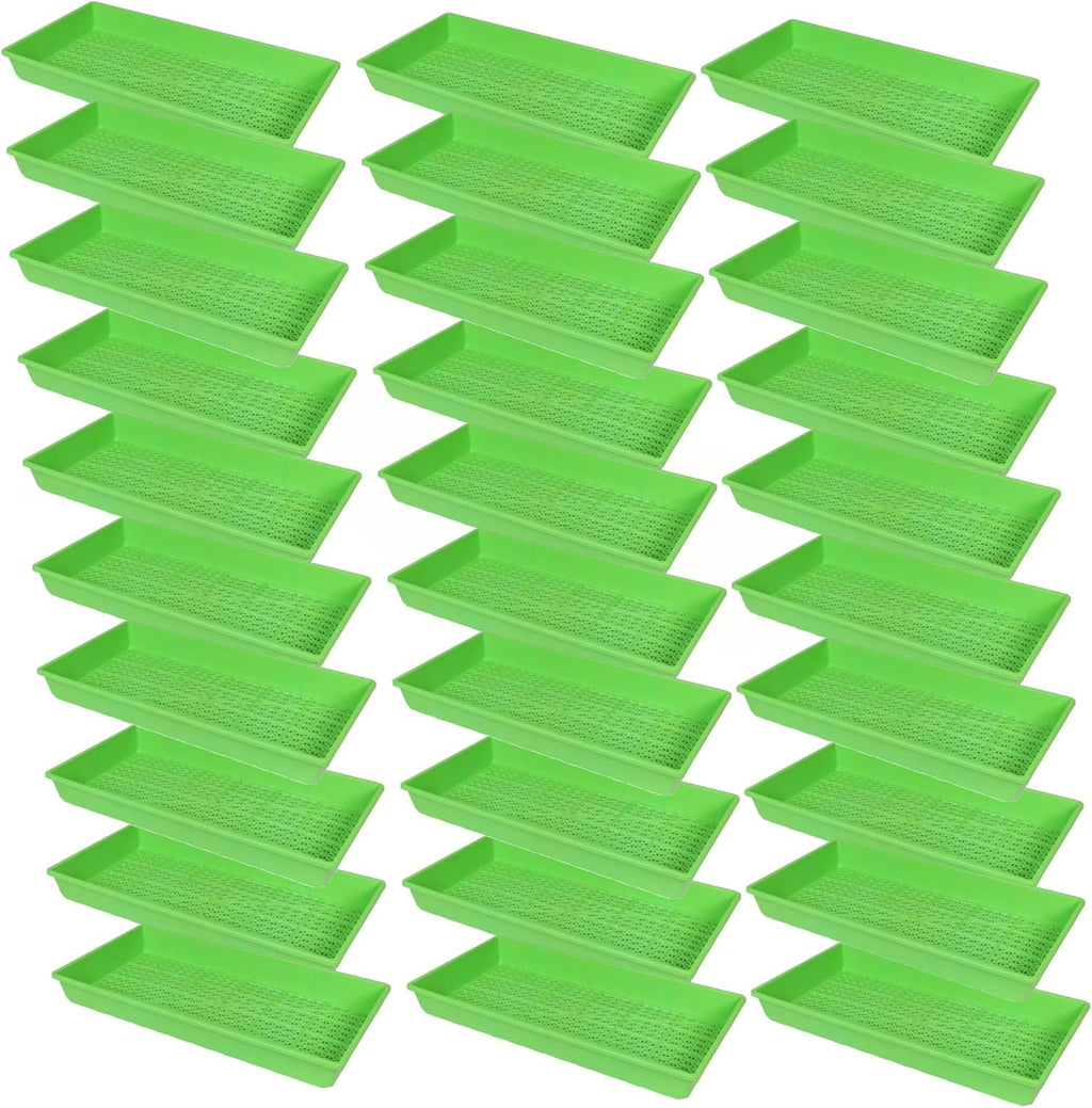 SUNPACK 10" x 20" Heavy Duty Mesh Plastic Seed Starting Tray, Green, 2.3" (Pack of 30) - Ensures Water Drainage and Aeration, Perfect for Greenhouses or Indoor Gardening