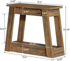 Tribesigns Wood End Table, Small Side Table with 2 Storage Shelves, Rustic Accent Narrow Nightstand for Living Room, Bedroom (1, Rustic Brown)