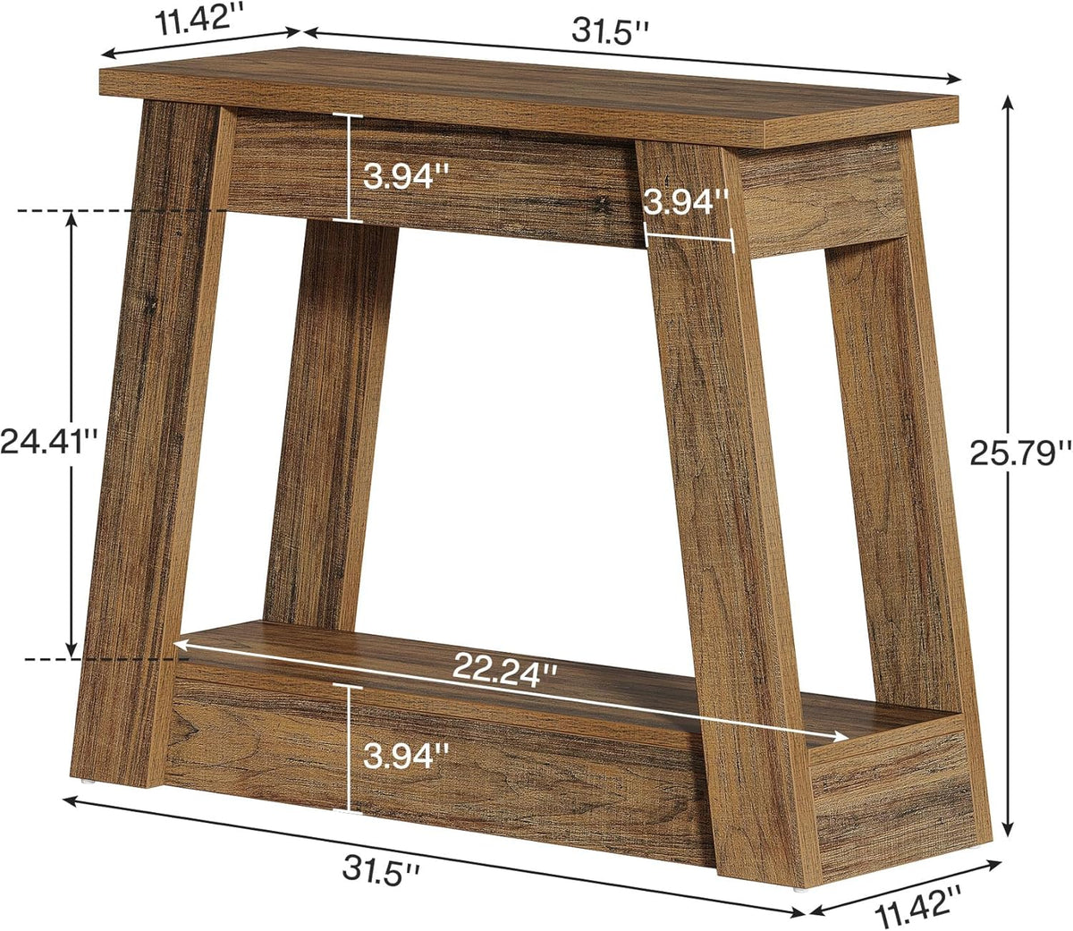 Tribesigns Wood End Table, Small Side Table with 2 Storage Shelves, Rustic Accent Narrow Nightstand for Living Room, Bedroom (1, Rustic Brown)