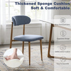 FREKEN Modern Upholstered Dining Chairs Set of 6, Mid-Century Metal Frame with Wood Grain, Linen Fabric Side Chair for Kitchen Dining Room, 350lbs Capacity, Blue