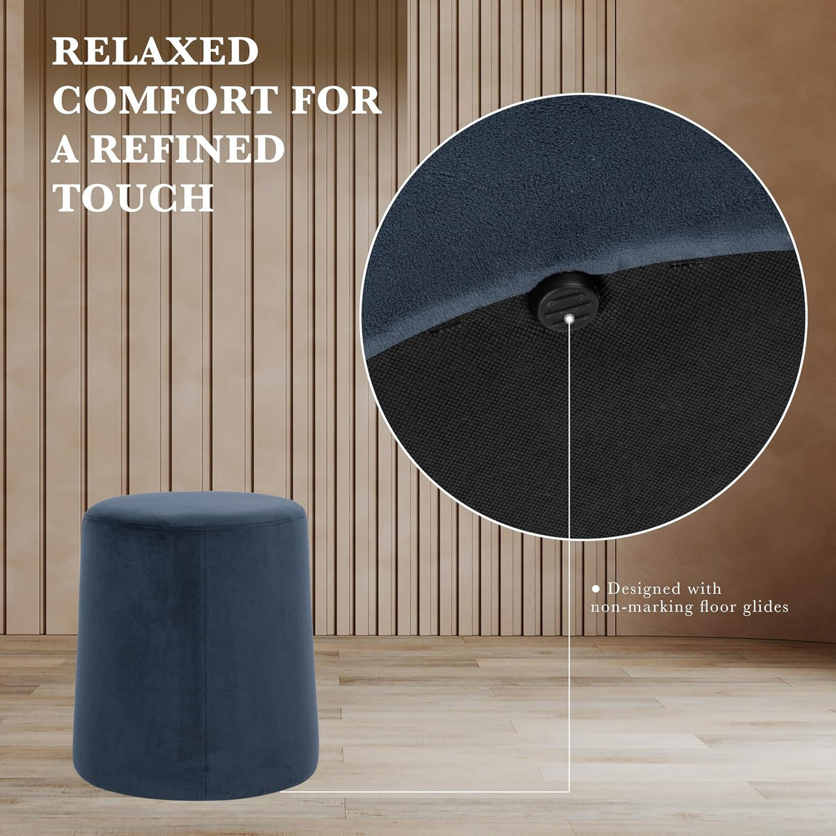 Spatial Order 17" Organic Shape Ottoman - Blue Velvet