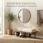 Upholstered Entryway Bench, 300lb Cushioned Wooden Bench with Abstract Metal Legs, Modern Accent Seat for Bedroom Living Room Hallway 80 * 35 * 45cm