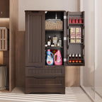 Gizoon 47'' Kitchen Pantry Cabinet with Drawers for Dining Room, Dark Brown | Small Food Pantry Storage Cabinet with 6 Door Shelves for Snacks and Spices, Craft Storage Cabinet for Craft Room