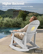 YEFU Outdoor Rocking Chair,Adirondack Rocking Chair,Patio Rocker Chair with Wide Back,Oversized Rocker Chair Look Like Real Wood, for Lawn, Porch, Backyard, Indoor and Garden(White)