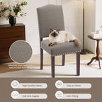 Upholstered Dining Chairs Set of 4 with Thickened Seat Cushion, Wooden Mid-Century Modern Fabric Farmhouse Kitchen Chairs for Dining Room Living/Restaurant/Reading Room