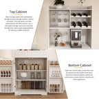 70.8" Tall Pantry Cabinet with Hutch, Sideboard Storage Cabinet with Drawer for Dining Room, Living Room, Wine Bar Cabinet for Liquor and Glasses for Coffee Bar, White