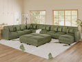 LLappuil 14-Seat Modular Sectional Sofa with Storage, 163" Oversized U-Shaped Corduroy Couch with 10 Throw Pillows, Pet-Friendly Convertible Pit Sofa for Large Spaces, Skin-Friendly, Green