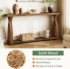 Solid Wood Console Table for Entryway, 63-Inch Narrow Farmhouse Couch Table Behind Sofa with 2-Tier Storage for Entrance, Foyer, Living Room, Long, Dark Brown