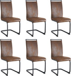 Baysitone Modern Dining Chairs Set of 6, Side Dining Room Chairs, High Back Kitchen Chairs with Suede Fabric Padded Seat for Dining Room,Kitchen, Living Room Brown