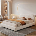 Queen Size Bed Frame, Cloud Upholstered Boucle Platform Beds Frames