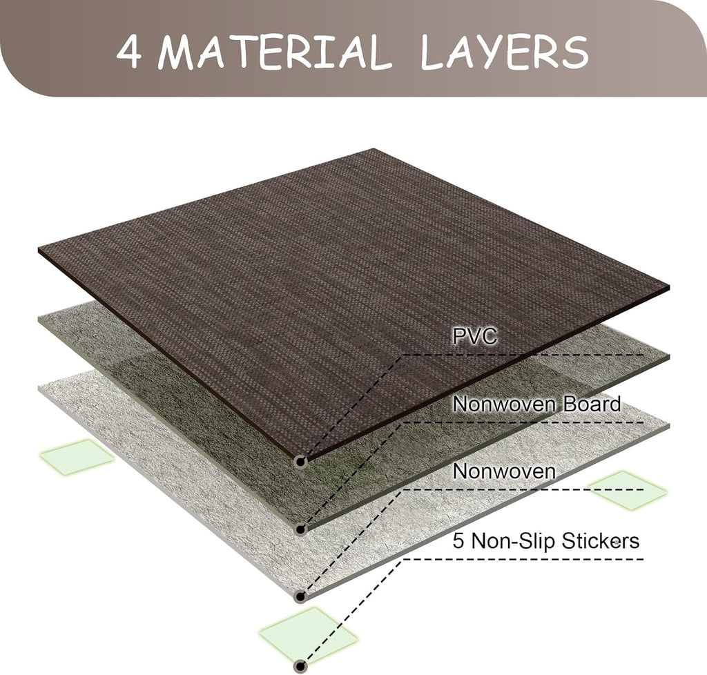 HAGiHARA PVC Tatami Mat, 4 Pieces Foldable Patchwork Floor Mats | Waterproof PVC Surface with Easy Cleaning and Foldable Design