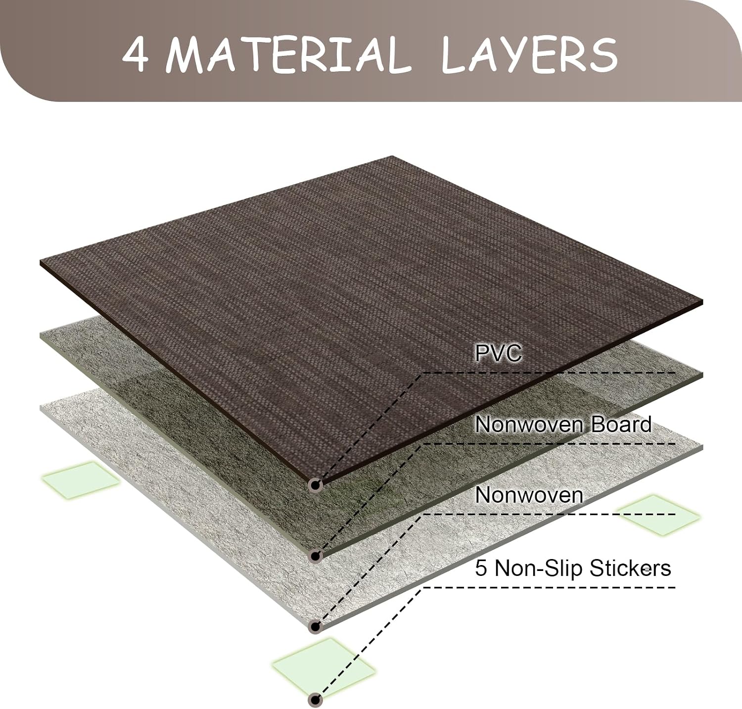 HAGiHARA PVC Tatami Mat, 4 Pieces Foldable Patchwork Floor Mats | Waterproof PVC Surface with Easy Cleaning and Foldable Design