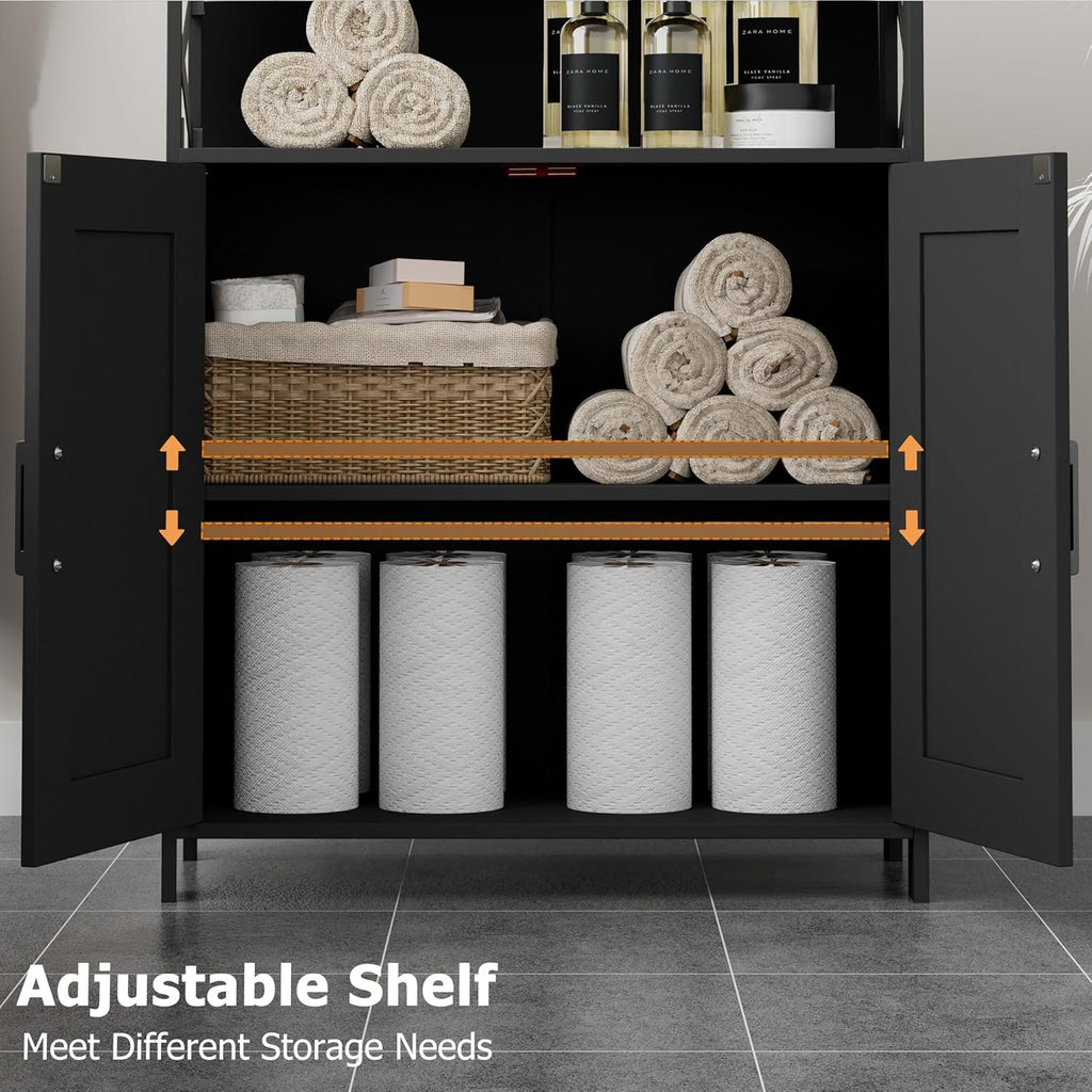 Homhedy Farmhouse Bathroom Storage Cabinet with Doors, Small Floor Cabinet