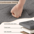 Giantex Storage Ottoman Bench with Tray Lid, Folding Linen Fabric Foot Stool with Elevated Wooden Legs, Multi-Functional Ottoman Foot Rest for Living Room Bedroom Entryway, 15 x 30 x 15.5 in