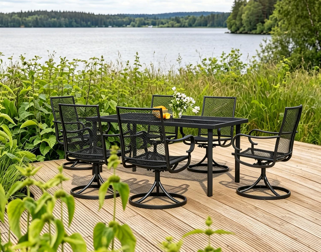 Patio Swivel Chairs Set of 4, Metal Swivel Rocker Chair, All-Weather Outdoor Dining Chairs with High Back, Porch Chairs for Lawn, Porch, Garden